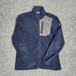 Eddie Bauer First Ascent Full Zip Fleece Jacket Men M Blue Gray Long Sleeve